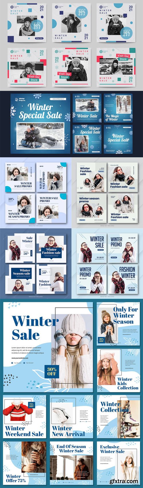 Winter Sales Social Media Posts - 10 Premium PSD Templates Collection