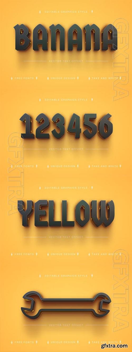 Yellow banana - editable text effect, font style