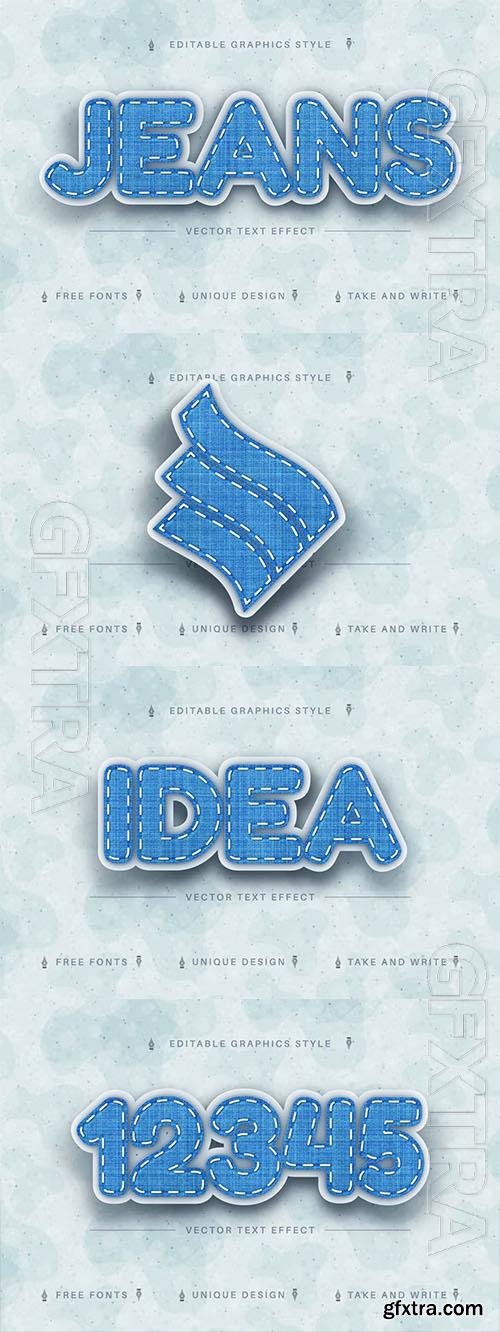 Denim textile - editable text effect, font style