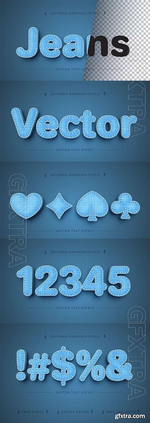 Denim textile - editable font style with text effect