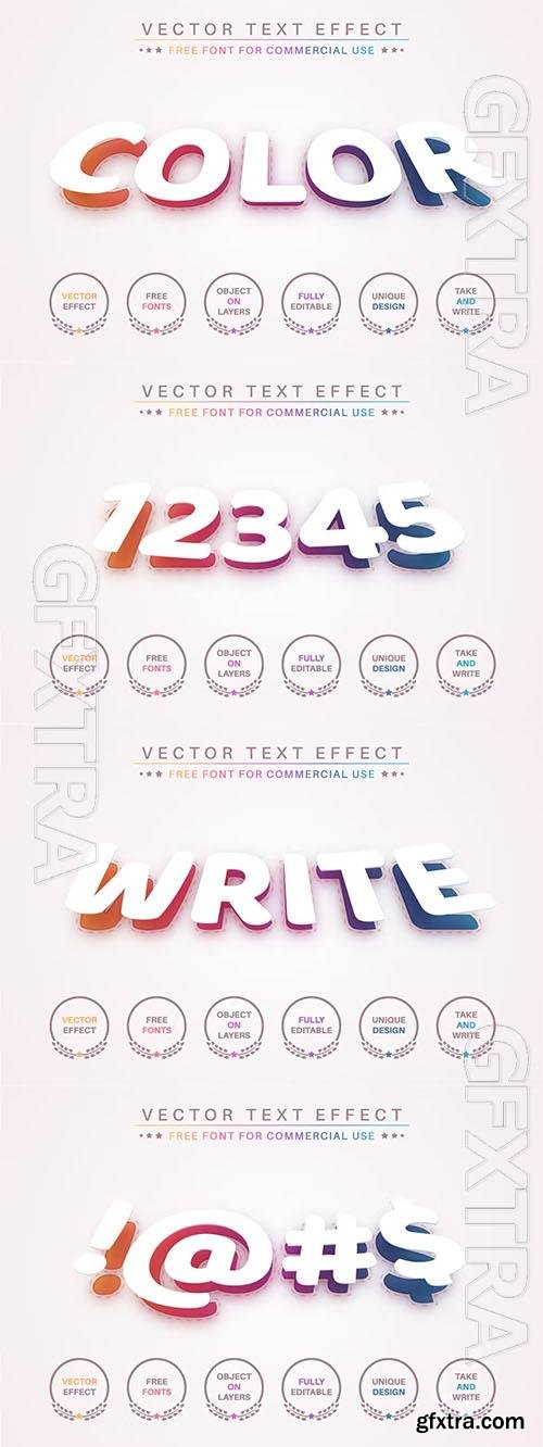 Rainbow color - editable text effect, font style