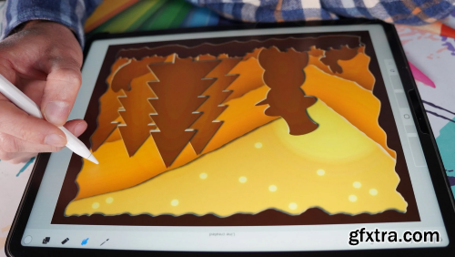 Creating a Paper-cut Effect Light Box in Procreate 5x