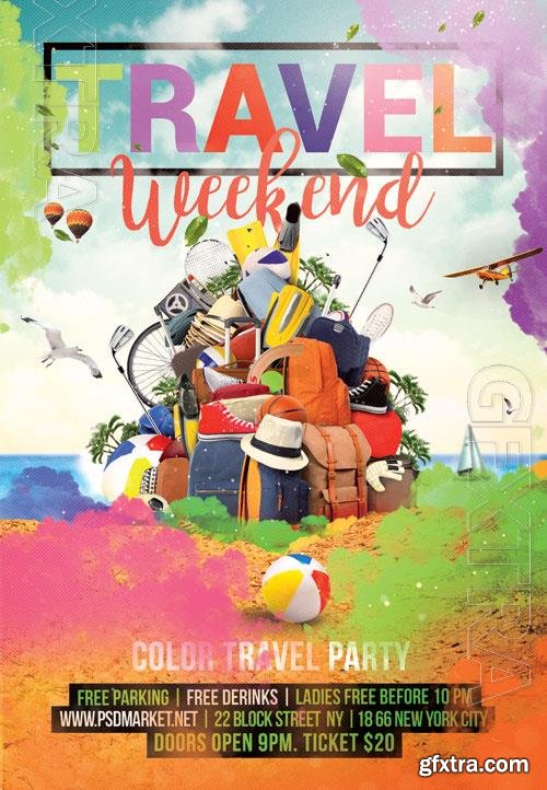 Psd fllyer travel weekend template design