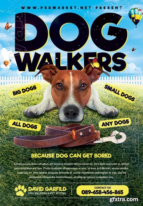 Psd fllyer dog walkers template design