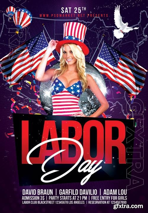 Psd fllyer labor day usa template design