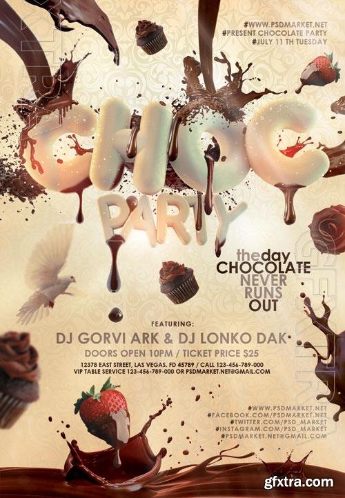 Psd fllyer chocolate party template design