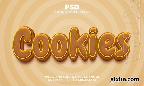 PSD cookies 3d editable photoshop text effect style with background