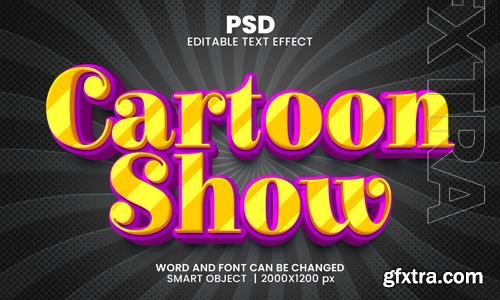 PSD cartoon show 3d editable photoshop text effect style with background