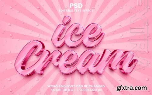 PSD ice cream pink color 3d editable photoshop text effect style with background