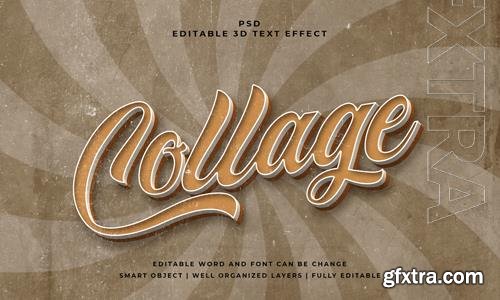 PSD collage vintage psd 3d editable text effect with background