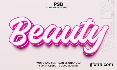 Beauty 3d editable photoshop text effect style with background