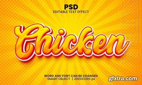 PSD chicken 3d editable photoshop text effect style with background