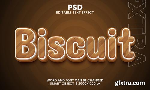 PSD biscuit 3d editable photoshop text effect style with background