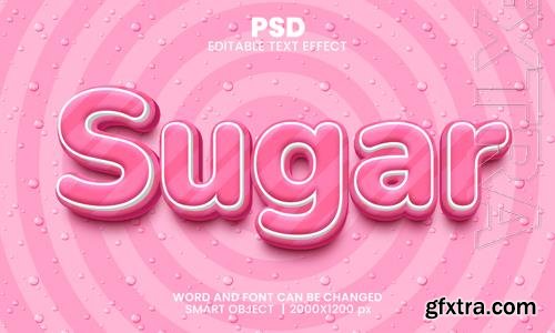 PSD sugar pink 3d editable photoshop text effect style with background