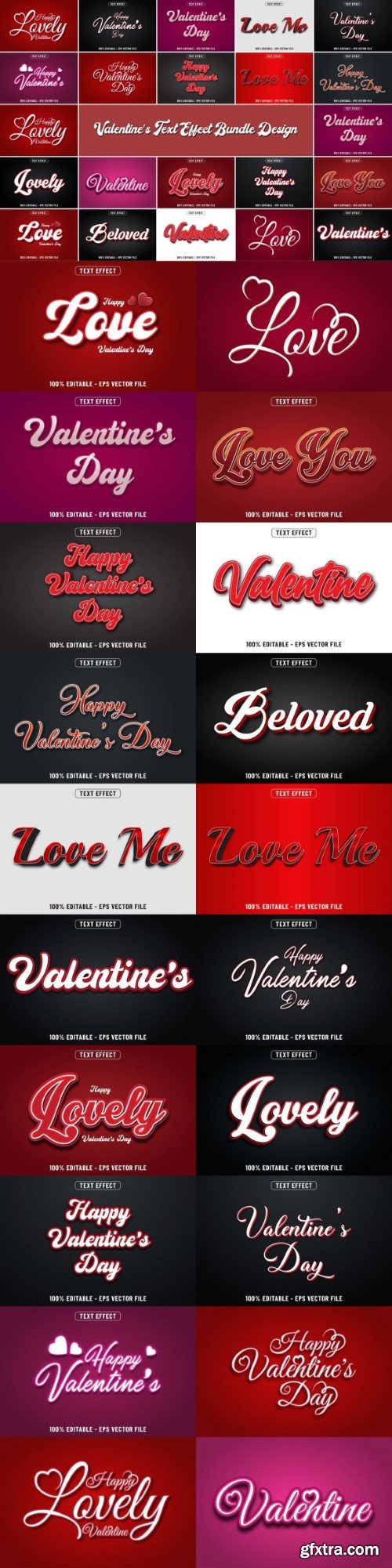 Happy Valentine\'s Day Text Effects Bundle