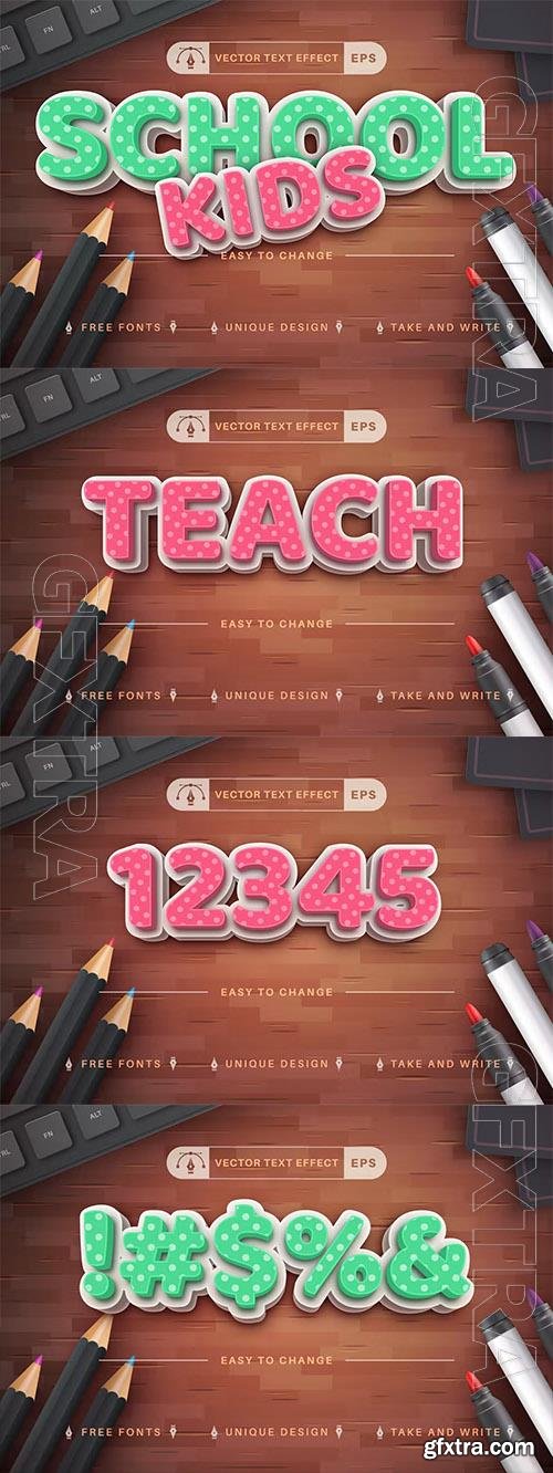 Kids school - editable text effect, font style