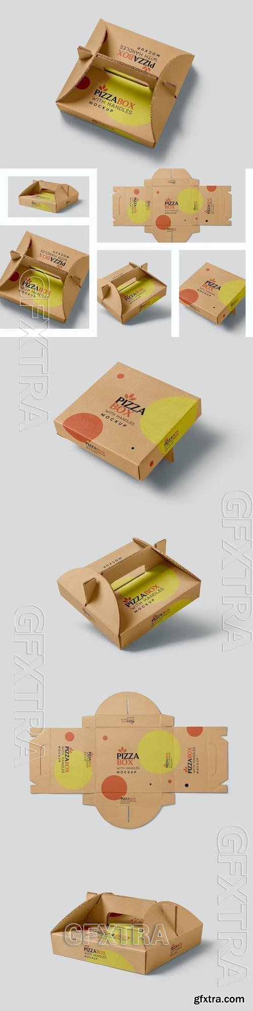 Pizza Box With Handle Mockups ENVQBE9