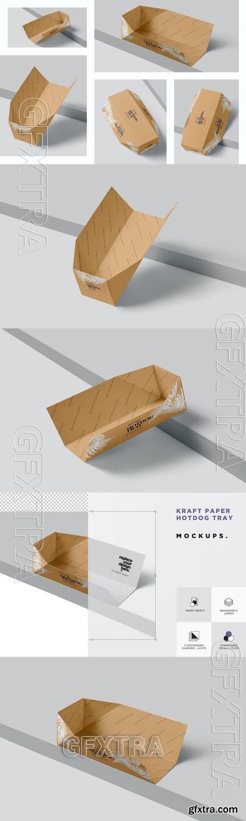 Kraft Paper Hot Dog Tray Mockups YMAHREH