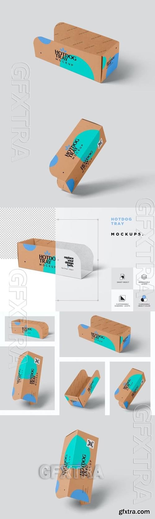 Hot Dog Packaging Tray Mockups S4JS6LY