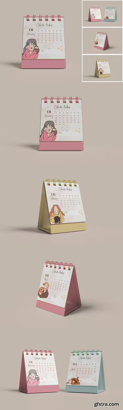 Mini Desk Calendar Mockup