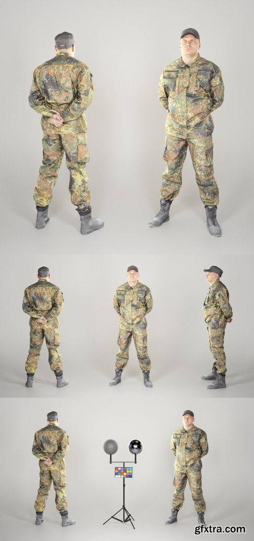 Brave man in military uniform 104 3d model