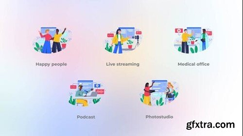 Videohive Happy People Standing Together - Flat Concepts 42903092