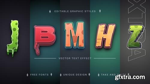 Vector set 5 halloween editable text effects font styles