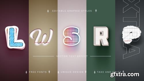 Vector set 5 back to school editable text effects font styles