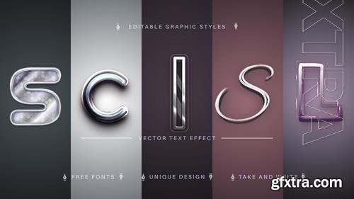 Set 5 realistic metal editable text effects font styles