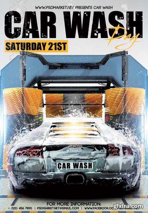 Psd fllyer car wash day template design