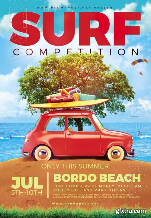 Psd fllyer surf competition template design