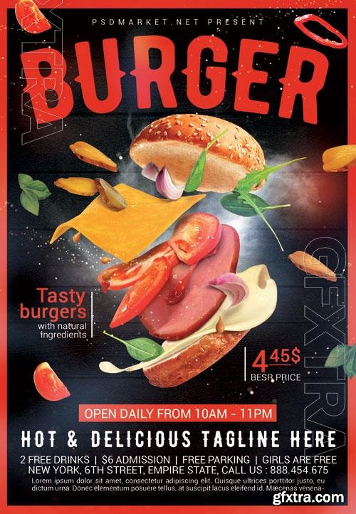 Psd fllyer super burger template design