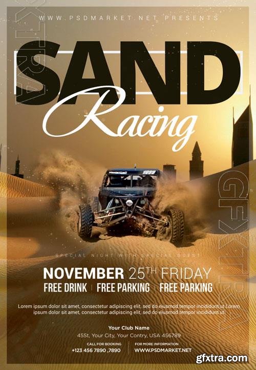 Psd fllyer sand car racing template design