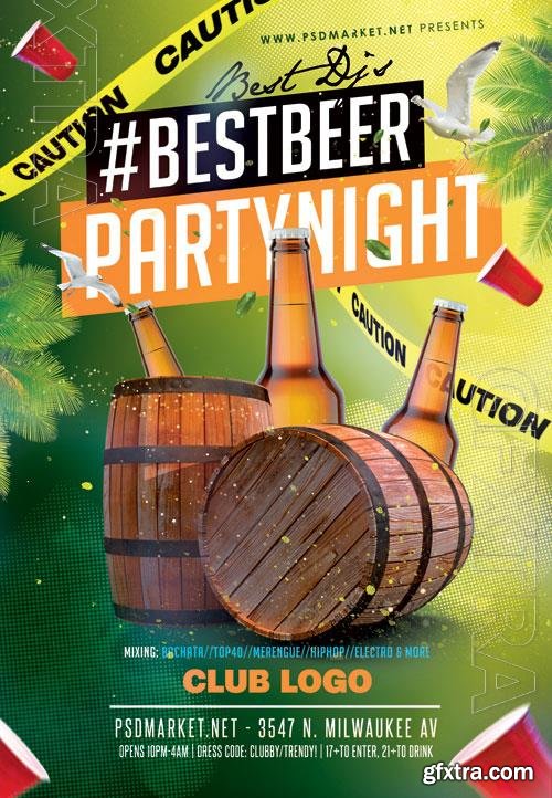 Psd fllyer beer party template design