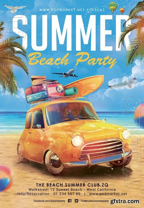 Psd fllyer summer beach party template design