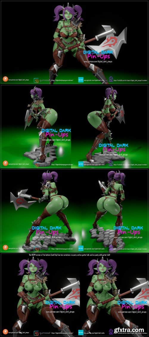 Digital Dark Pin-Ups - Orc Girl World of Warcraft – 3D Print