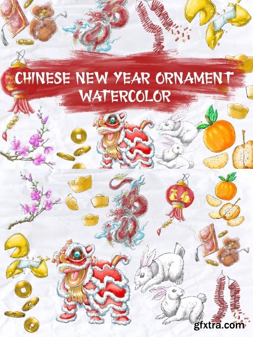 Watercolor Chinese New Year Set