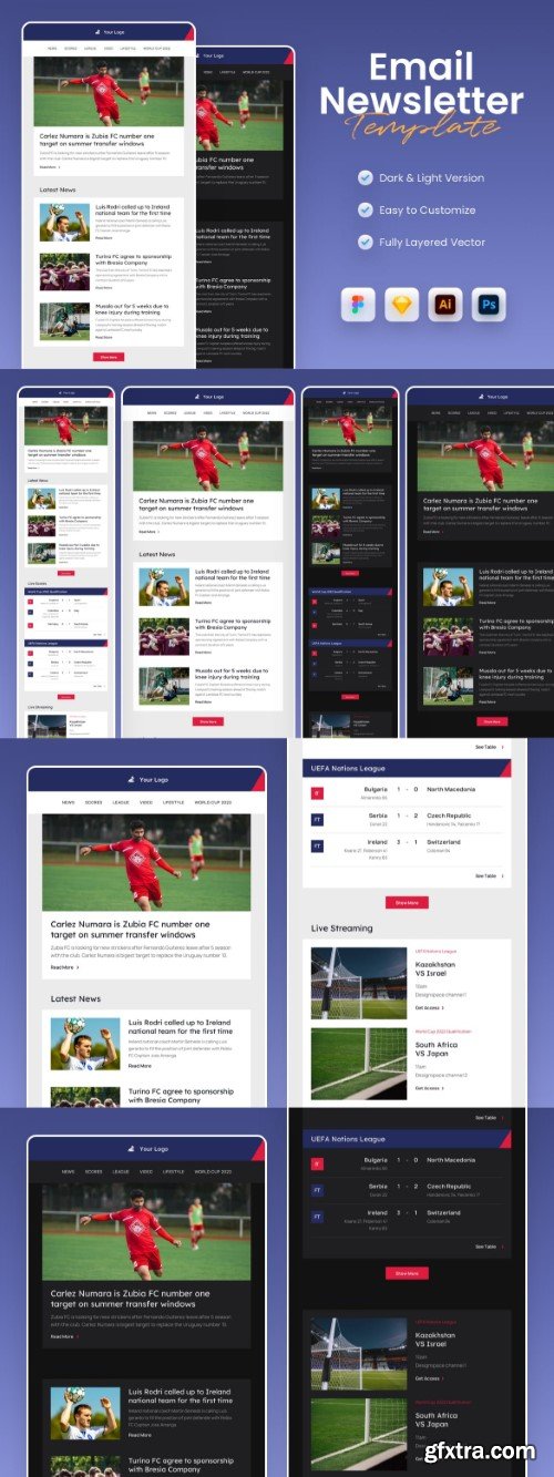 Sport News Email Newsletter Template 3QDKFCQ