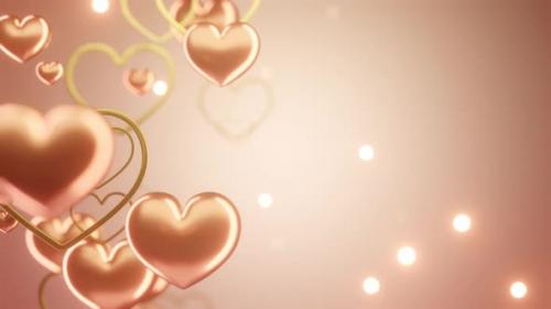 Videohive - Valentine particles pink gold hearts background with copy space. - 42920399 - 42920399