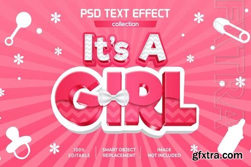 Its a girl baby pink text effect