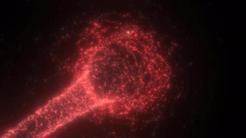 Videohive - Abstract red tunnel swirling from particles and dots of glowing bright futuristic hi-tech - 42923190 - 42923190