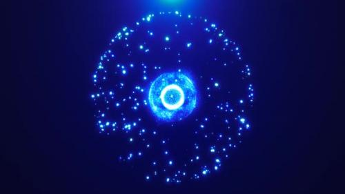 Videohive - Abstract round blue sphere glowing energy magic molecule with atoms from particles and dots cosmic. - 42923273 - 42923273