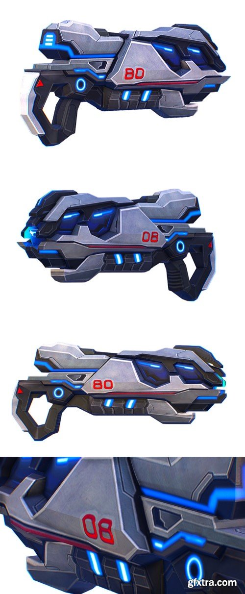 LowPoly Sci-Fi Cartoon Assault Blaster Future