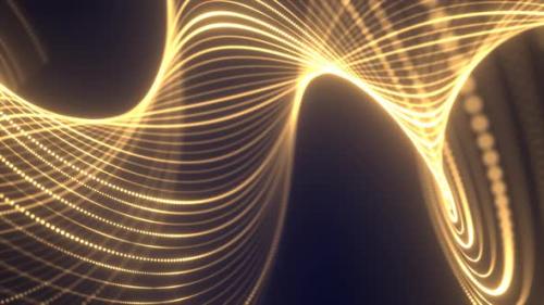 Videohive - Abstract yellow waves from lines and dots particles of glowing swirling futuristic hi-tech - 42923277 - 42923277