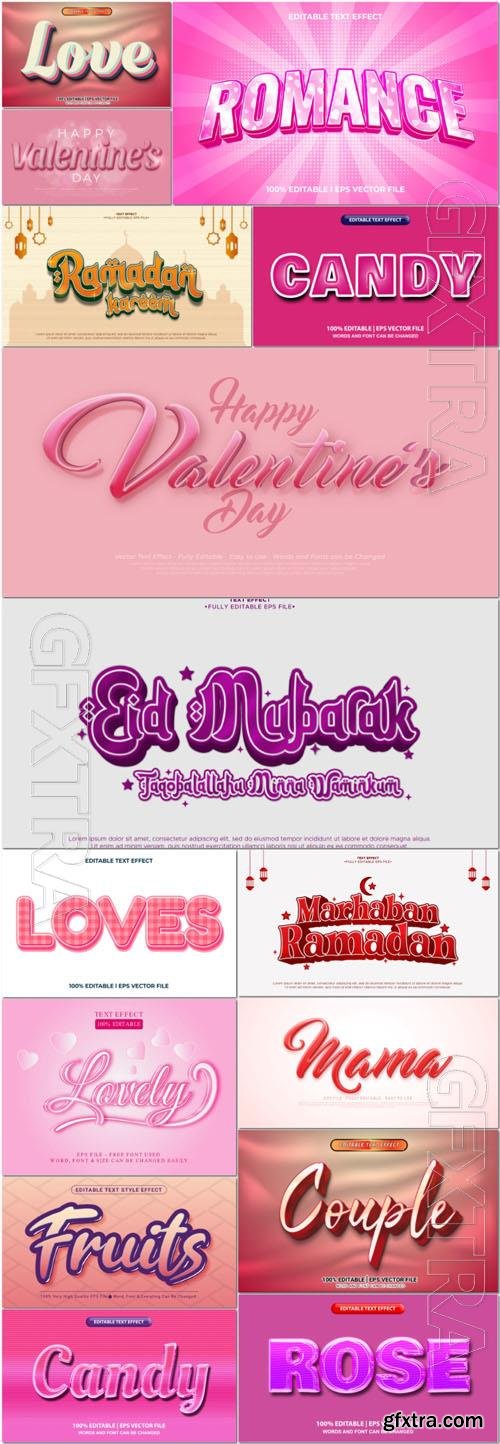 Vector 3d text editable, text effect font vol 9