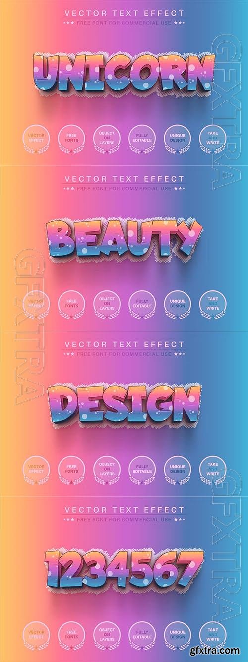 Rainbow shading - editable text effect, font style