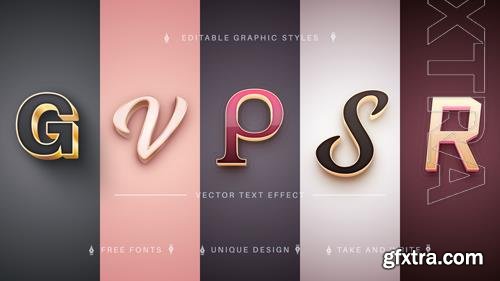 Vector set 5 gold editable text effects font styles