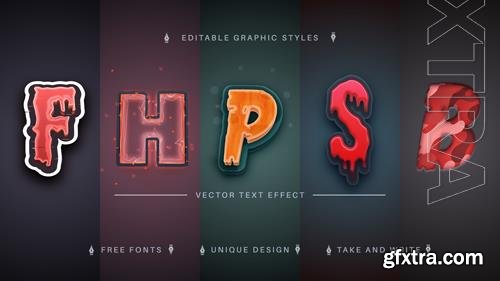 Vector set 5 horror editable text effects font styles