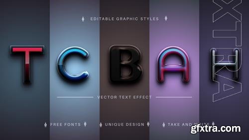 Vector set 5 realistic plastic editable text effects font styles