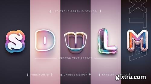 Vector set 5 rainbow editable text effects font styles